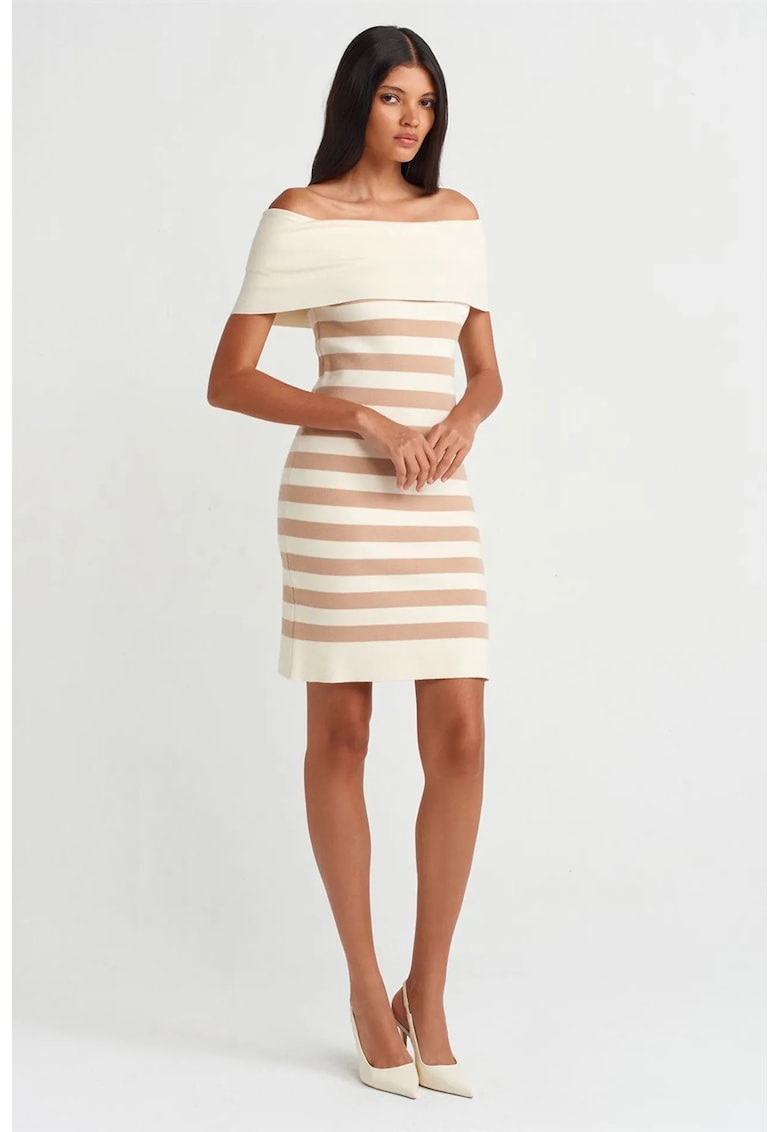 Rochie mini - mulata - crem/bej - viscoza/poliester/poliamida -