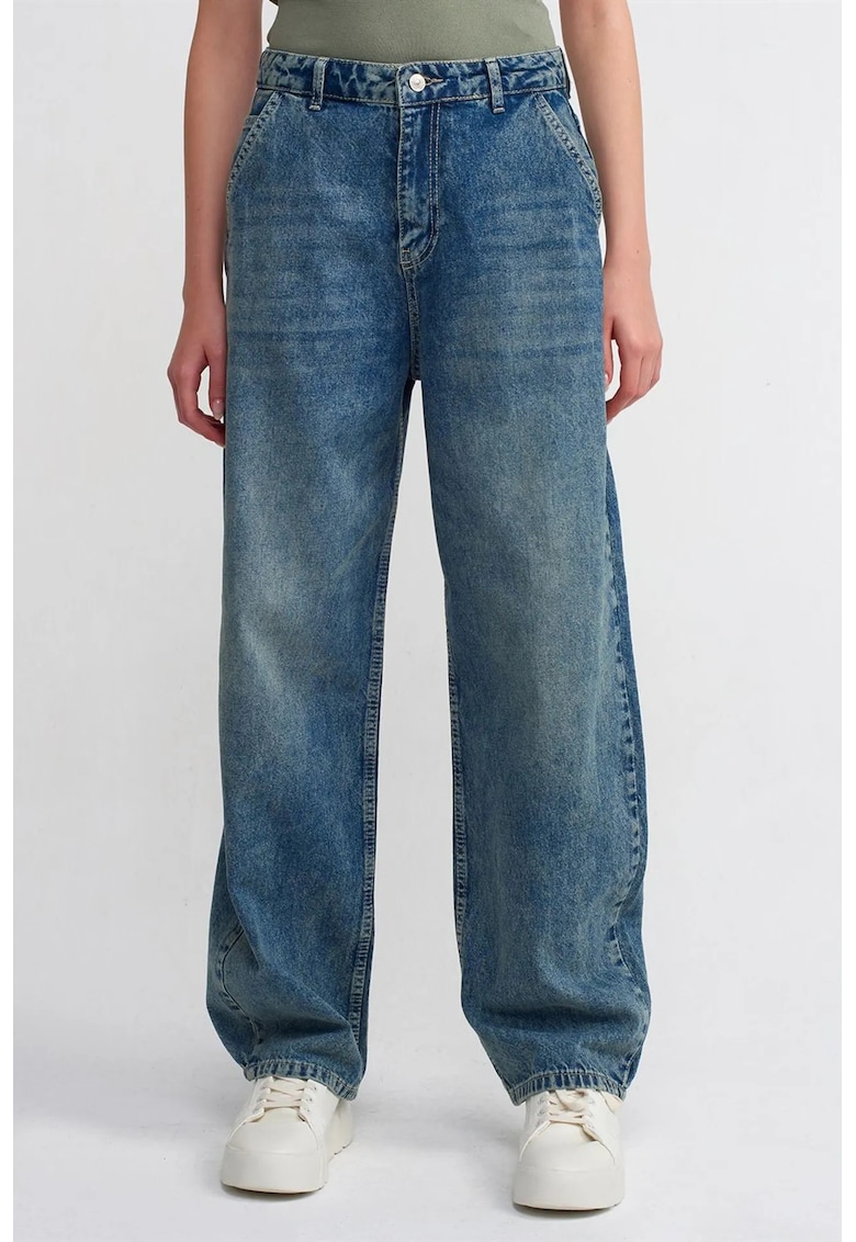 Blugi dama - talie inalta - croiala ampla - albastru - denim