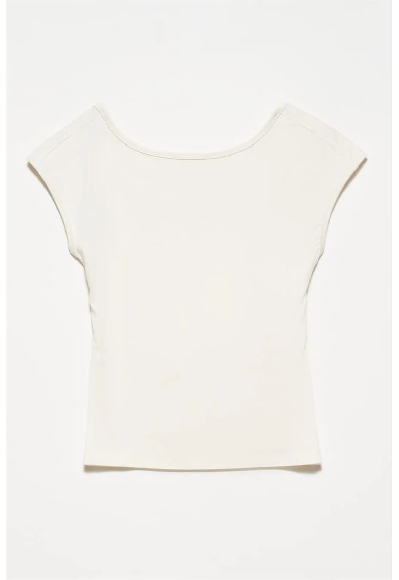 Bluza dama - Bluza Slim Fit - decupaje - alb prafuit - jerseu