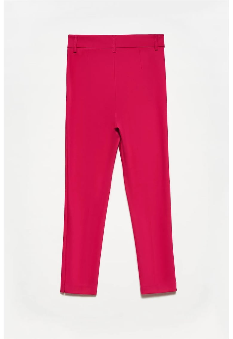 Pantaloni dama - talie inalta - croiala dreapta - roz aprins - bumbac