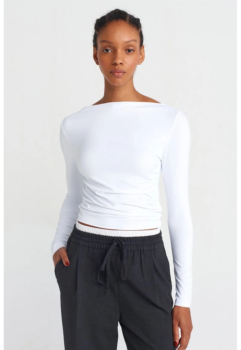 Bluza dama - slim fit - casual - alb - 93% nailon - 7% elastan