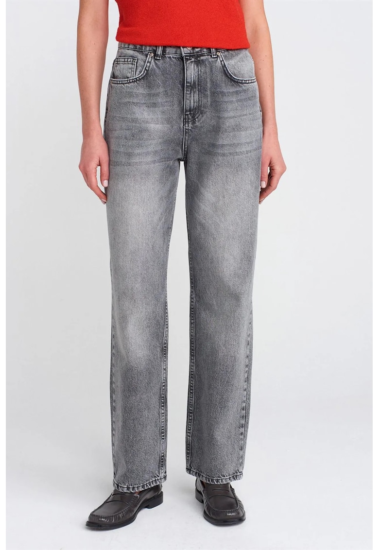 Blugi dama - Mom - talie inalta - gri deschis - denim