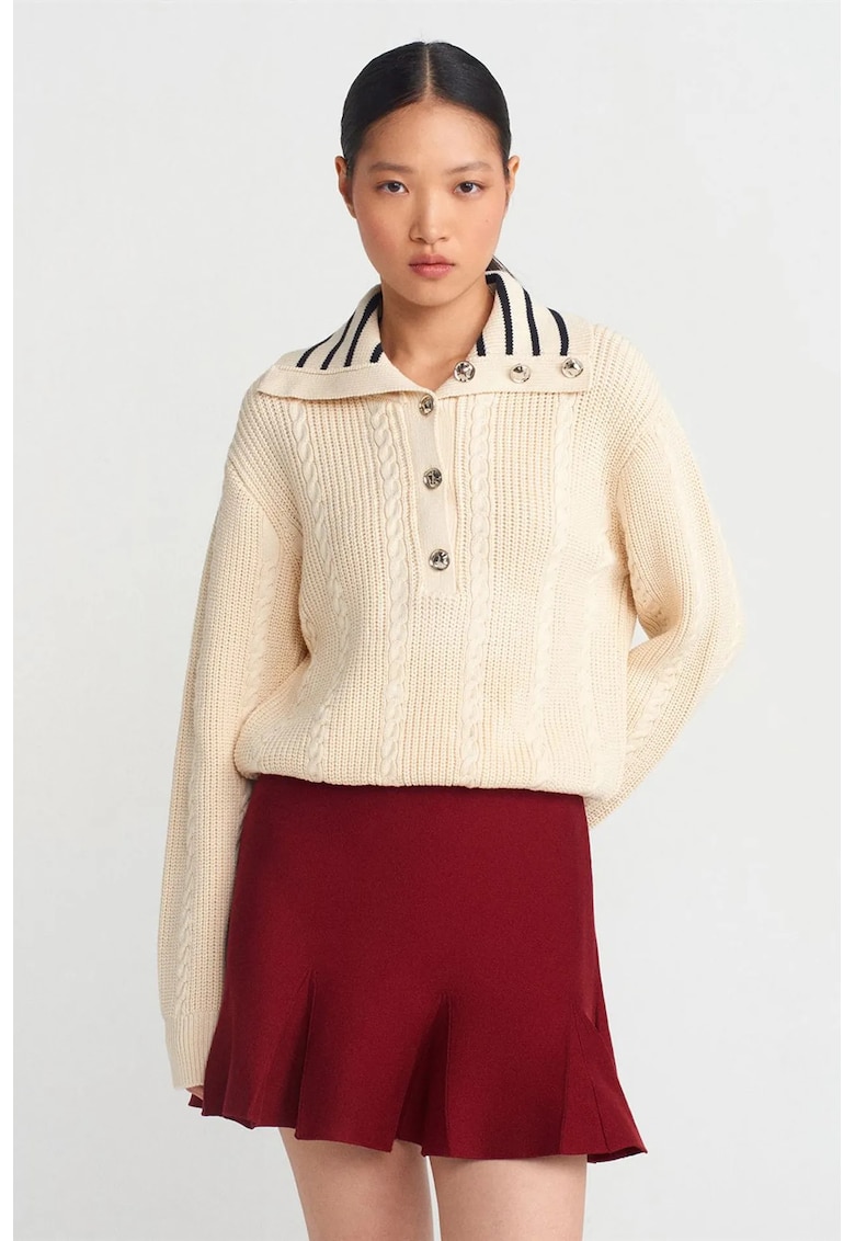Fusta mini talie inalta - evazata - rosu burgundy - viscoza/poliamida - One Size