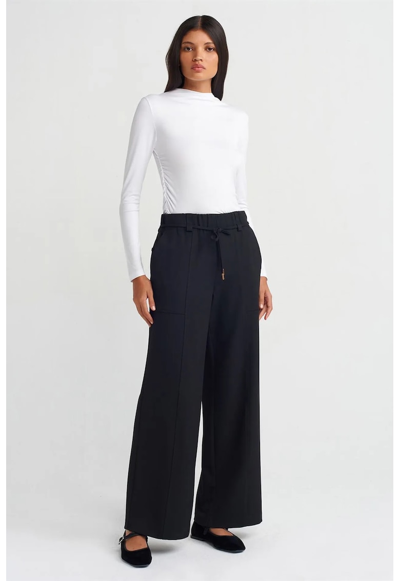 Pantaloni dama - talie elastica - negru - Negru