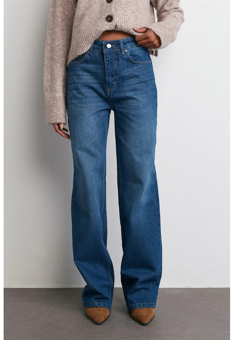 Blugi dama - evazati - talie medie - albastru marocan - denim