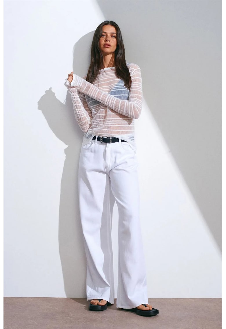 Blugi dama - talie inalta - croiala larga - alb - denim
