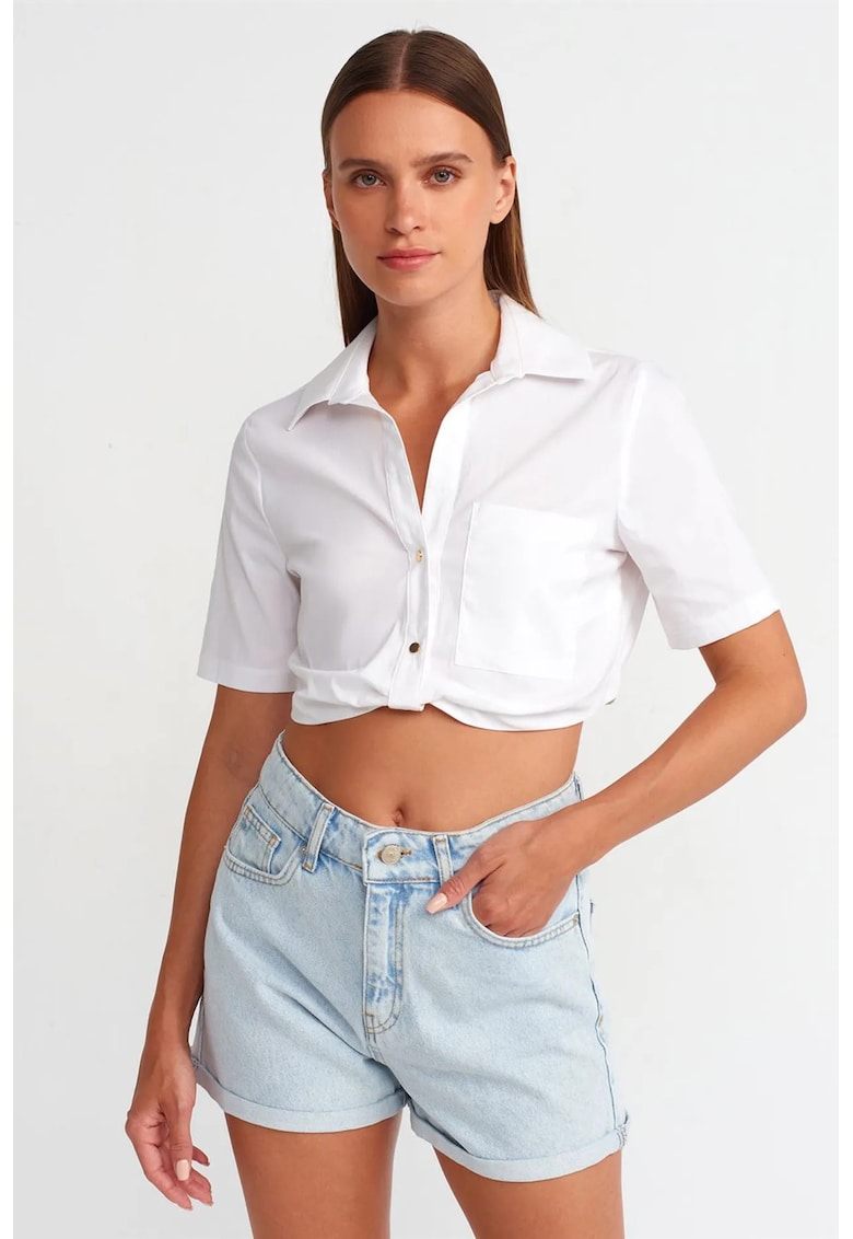 Camasi dama - camasa scurta - alb - bumbac-nailon-elastan - casual