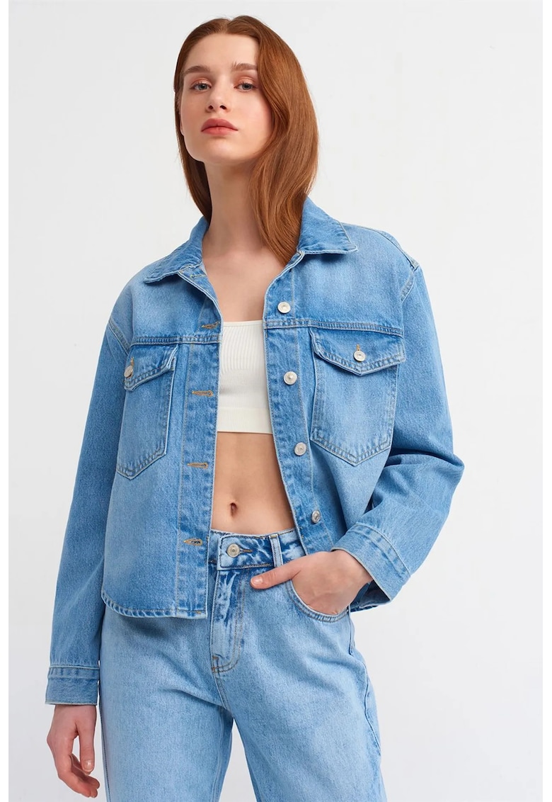 Camasa - Femei - Camasa de dama din denim de bumbac Denim albastru deschis-mediu -