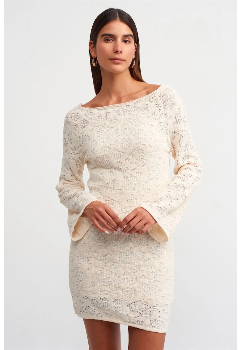 Rochie Mini din Dantela - Eleganta - Ivory Natural - 50% Viscoza/50% Acril - One Size
