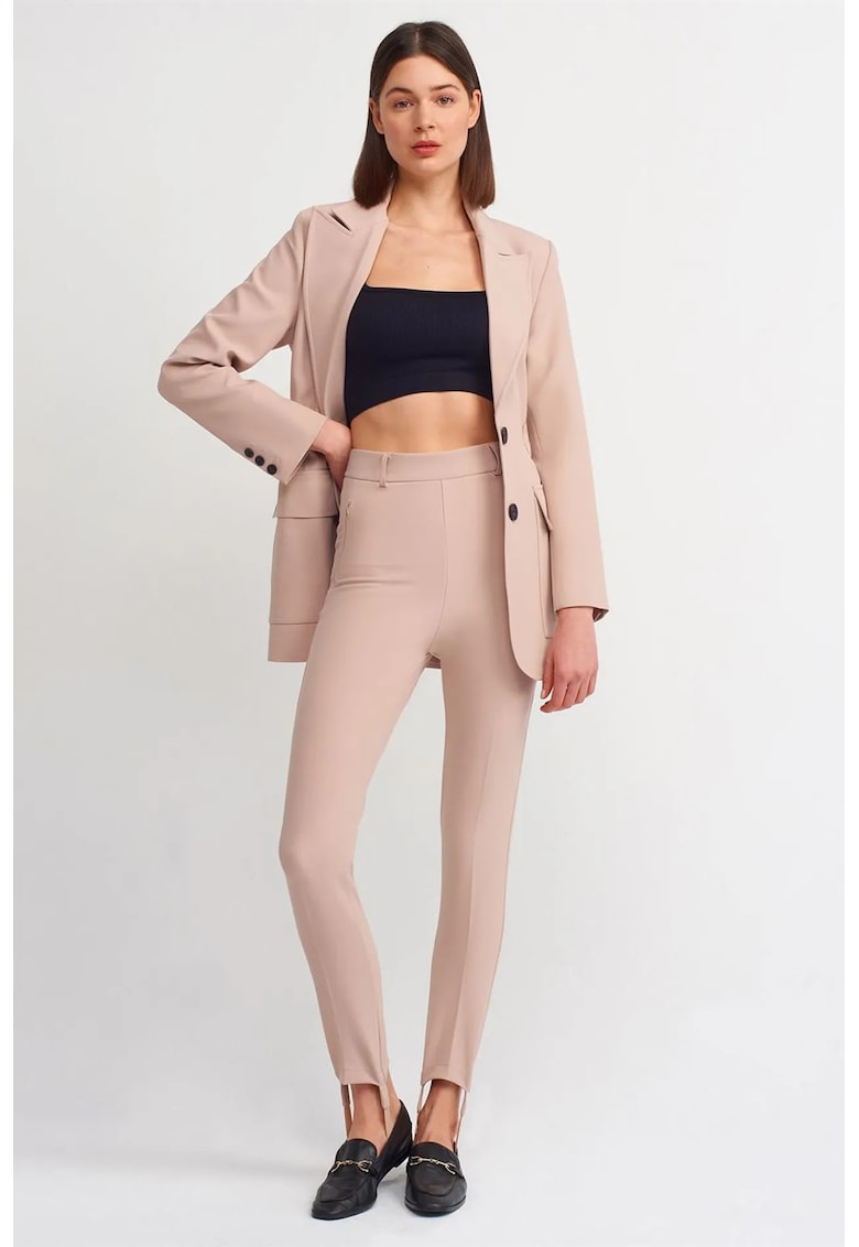 Pantaloni dama - skinny - bej natural - poliester cu elastan