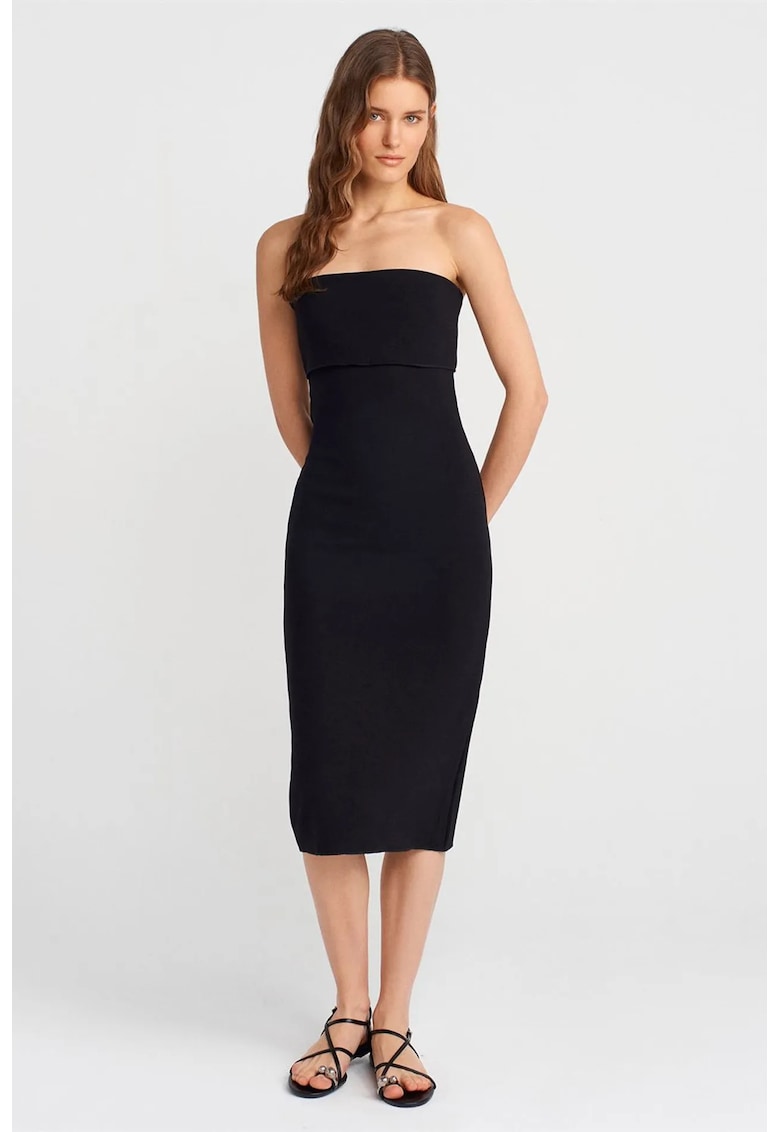 Rochie Midi Bodycon Femei Negru - Elastic - Viscoza -