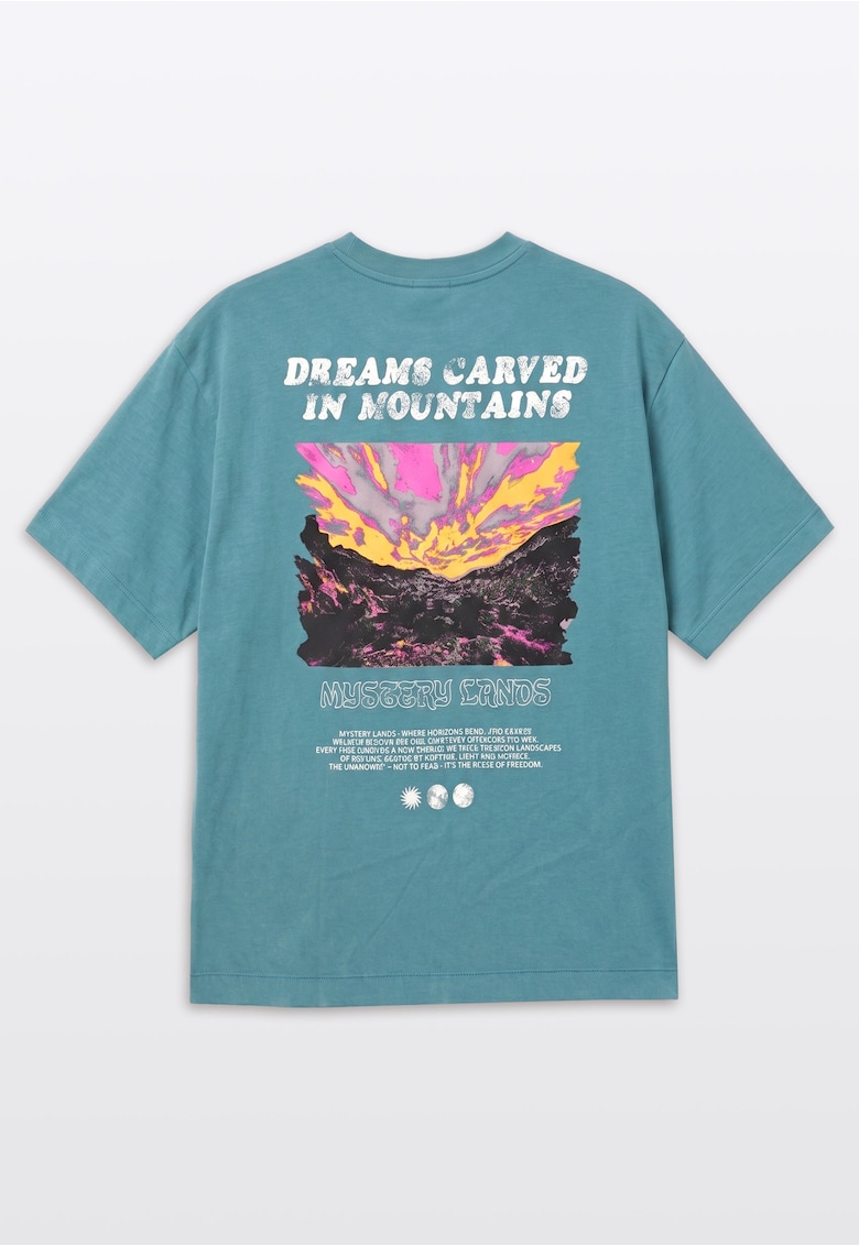 Tricou lejer cu imprimeu grafic pe spate