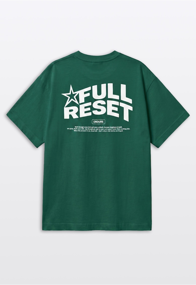 Tricou lejer cu imprimeu text - Verde