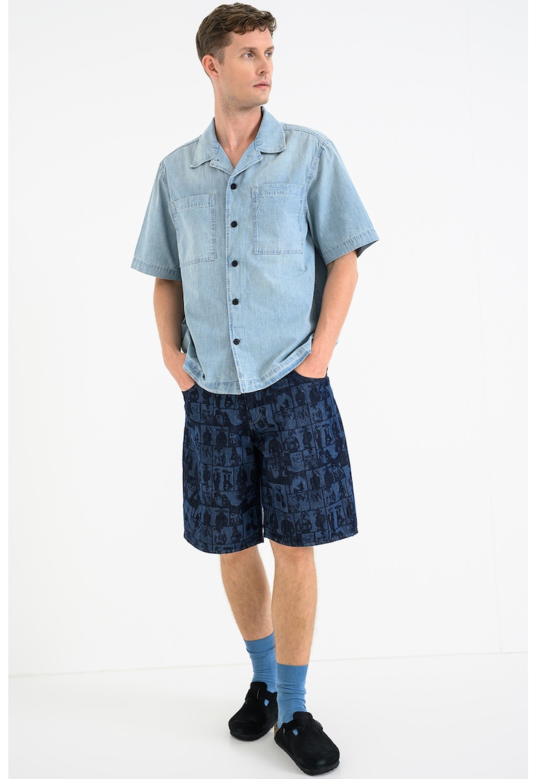 Camasa din material chambray Bowling - Albastru deschis
