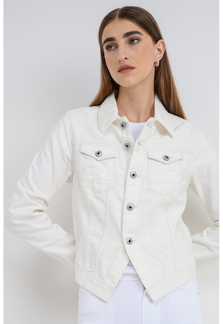 Jacheta slim fit din denim - Alb
