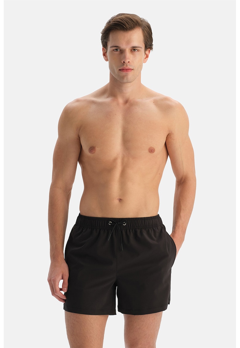Pantaloni scurti de baie cu model uni - Negru stins