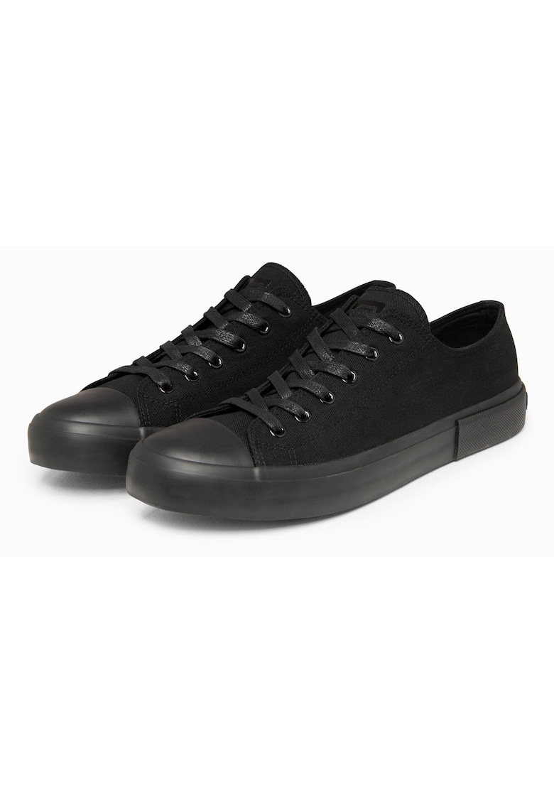 Tenisi barbati din bumbac cu sireturi design modern OM-FOTL-0189 - Negru