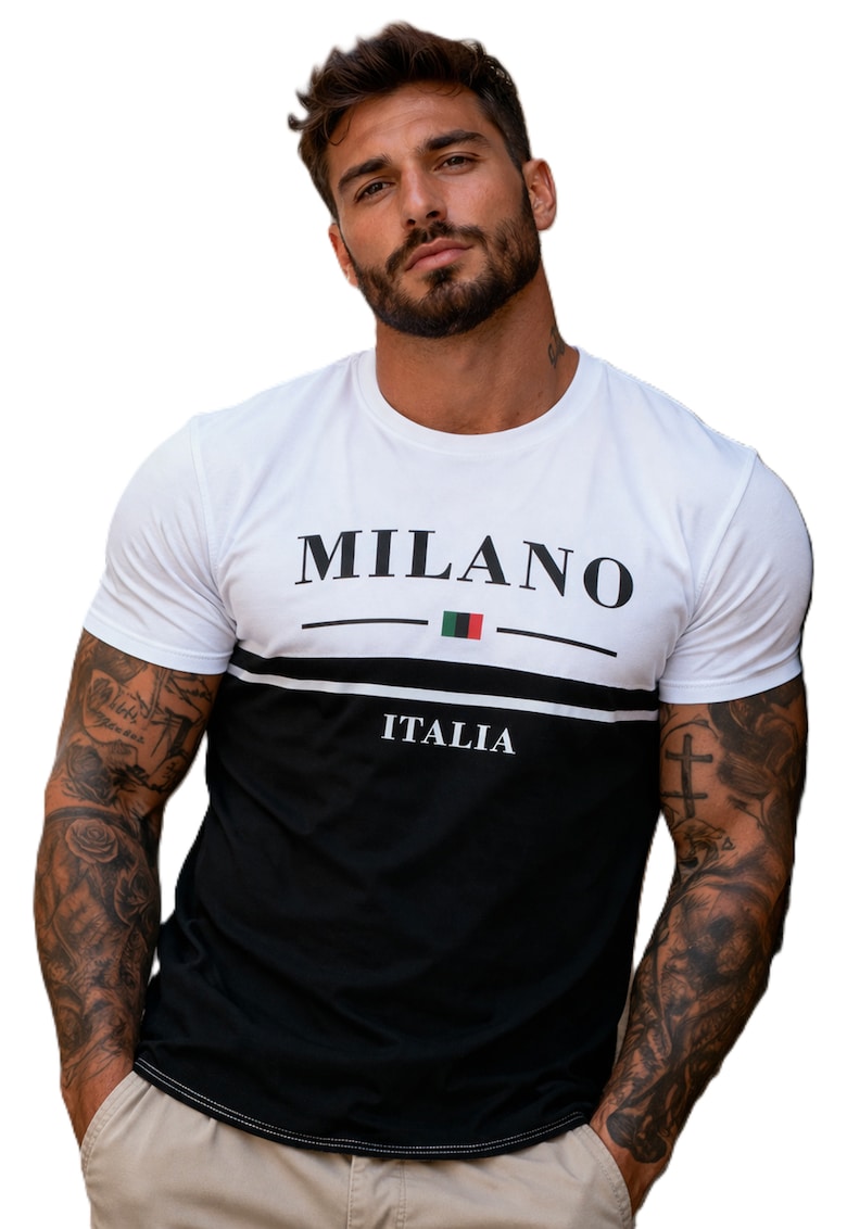 Tricou slim fit cu text