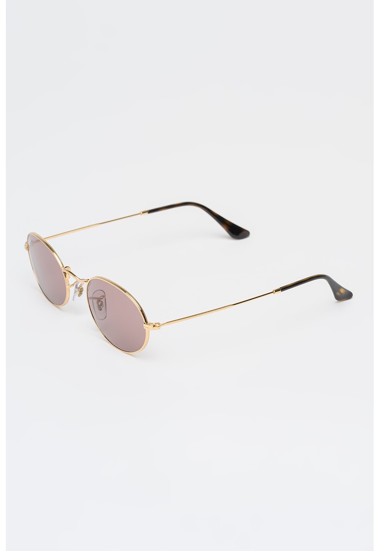 Ochelari de soare ovali unisex - Auriu/Maro camel
