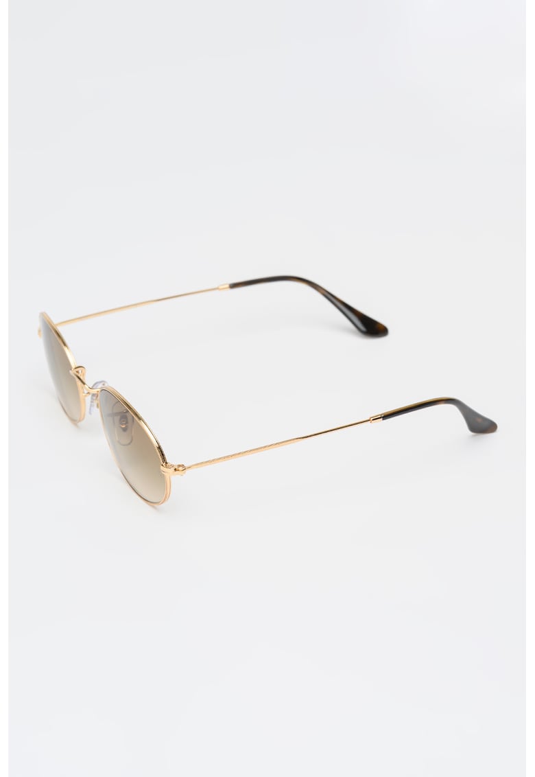 Ochelari de soare ovali unisex - Auriu/Maro cafeniu