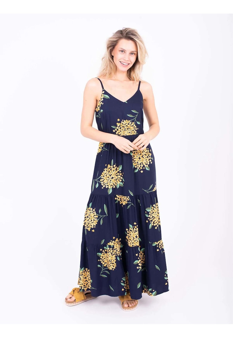 Rochie maxi cu imprimeu floral si decolteu in V
