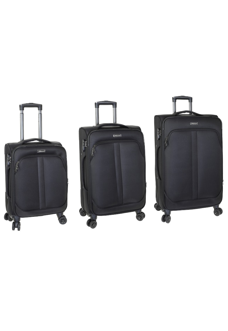 Set trolere Extensibile ZC208 Poliester - 4 Roti duble - Cifru - Negru