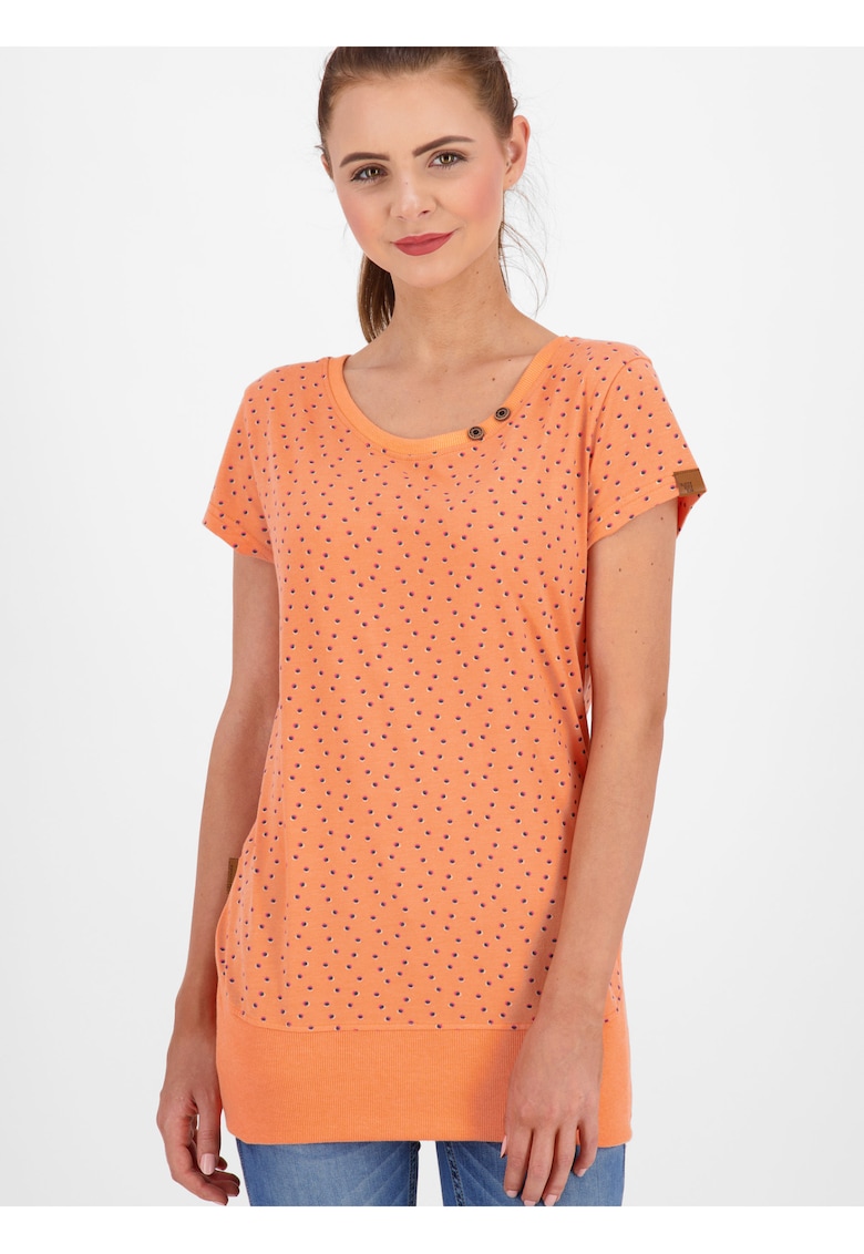 Tricou din amestec de bumbac cu model cu buline discrete -
