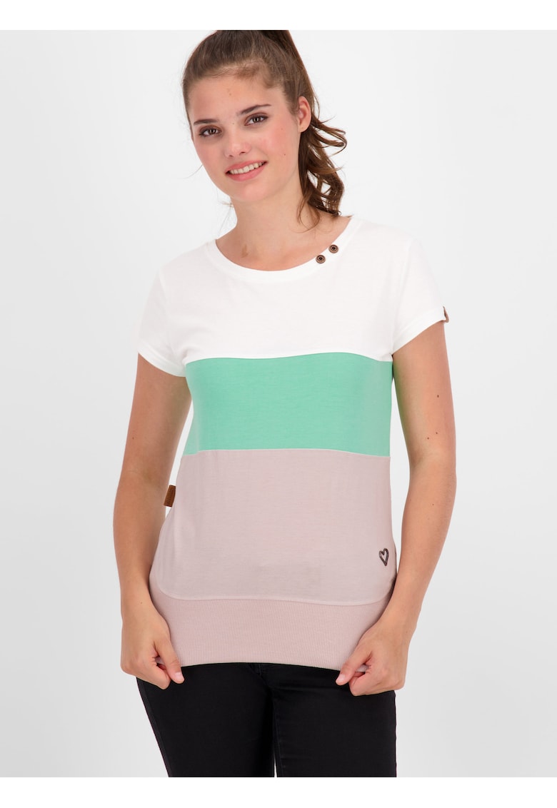 Tricou din amestec de bumbac cu model colorblock -