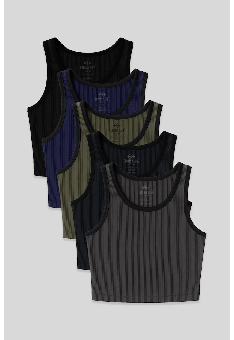 Top scurt - bumbac reiat - bleumarin - casual
