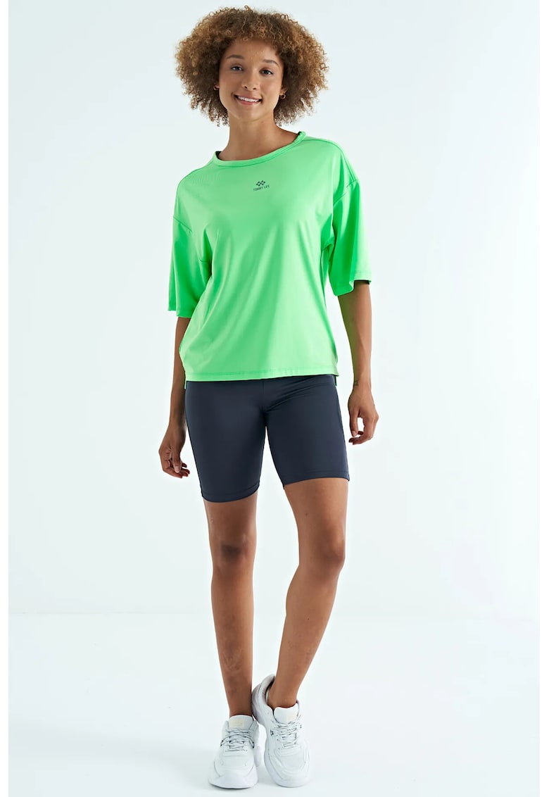 Tricou supradimensionat - verde - elastic - poliester-elastan - pentru femei