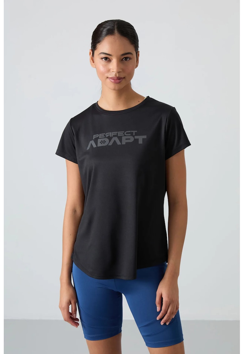 Tricou femei - negru - poliester - imprimeu pe spate - maneca scurta
