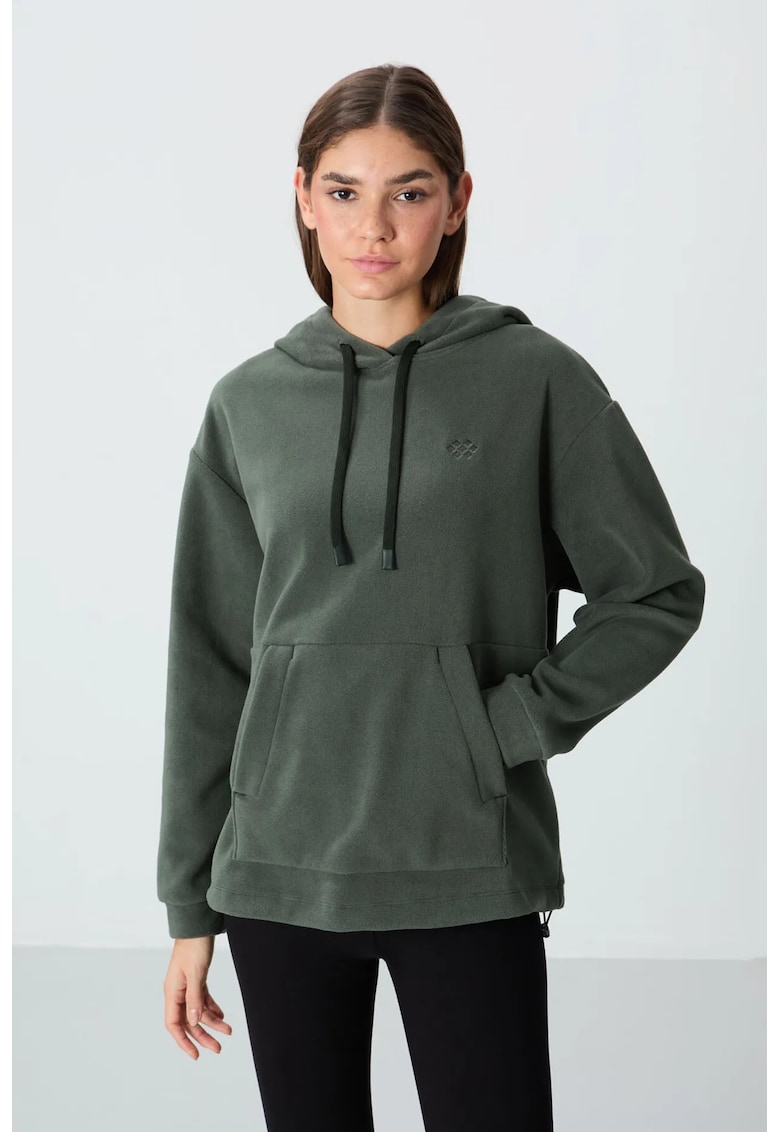 Hanorac dama - Oversized cu Broderie - Verde Kaki - Poliester
