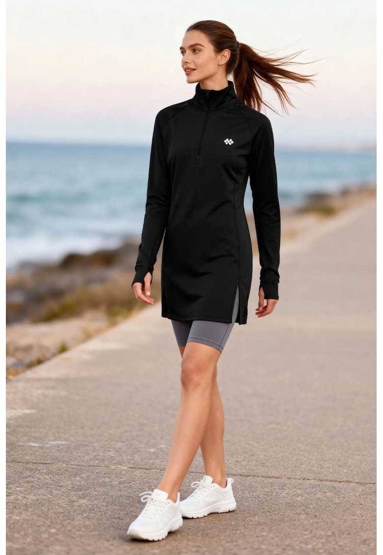 Bluze dama - tunica lunga - maneci lungi - negru - poliester si lycra