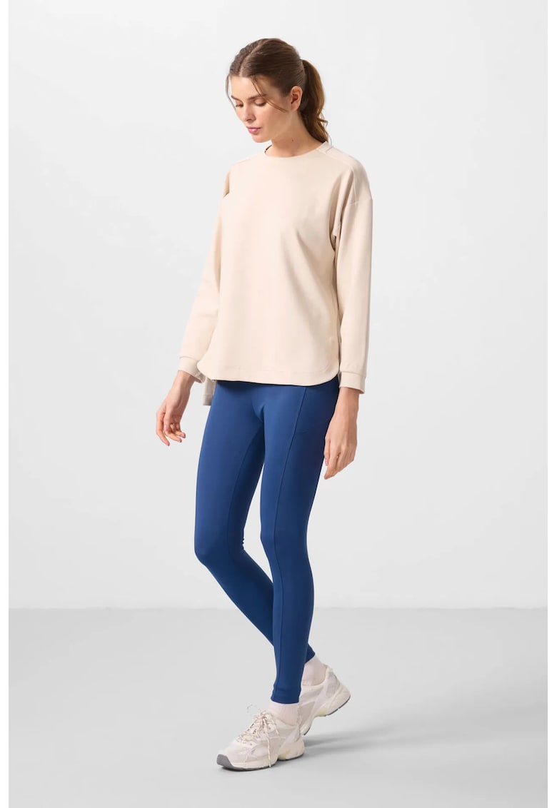 Tunica - casual - bej natural - jerseu cu maneca lunga - fara inchidere