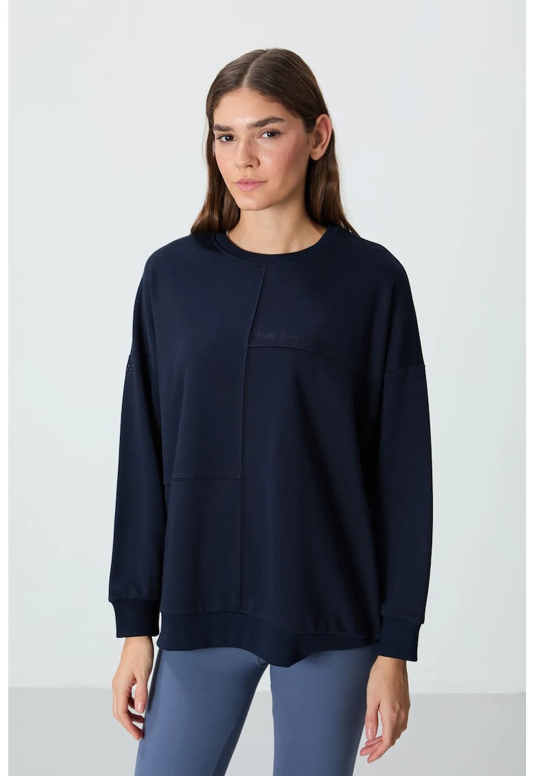 Hanorac oversized - albastru marin - bumbac 88% - maneca lunga
