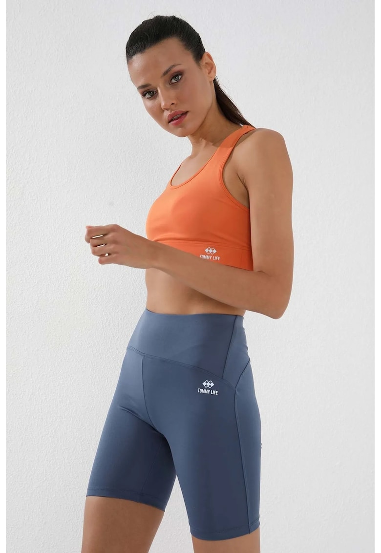 Colanti sport scurti -talie inalta - elastic - poliester/elastan - Moroccan Blue