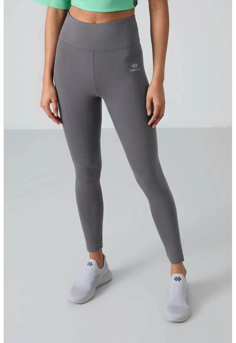 Colanti - talie inalta - elastic - gri antracit - bumbac/elastan