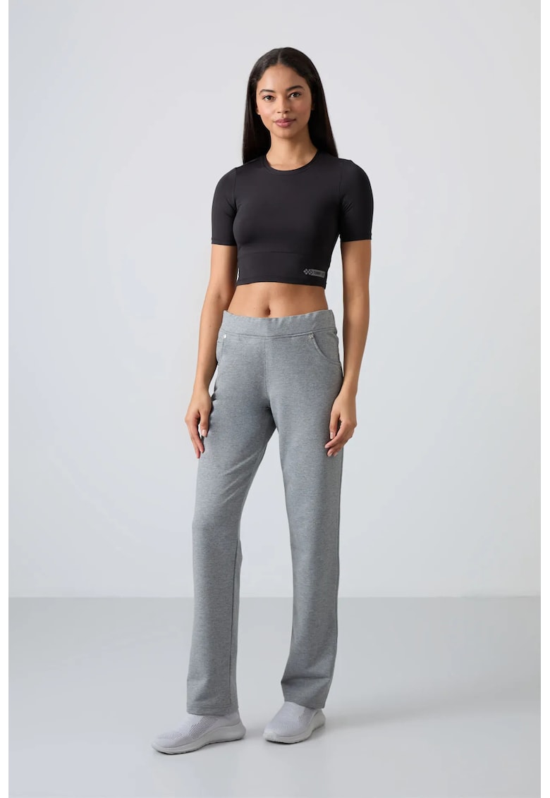 Pantaloni dama - croiala dreapta relaxata - gri - bumbac 77%