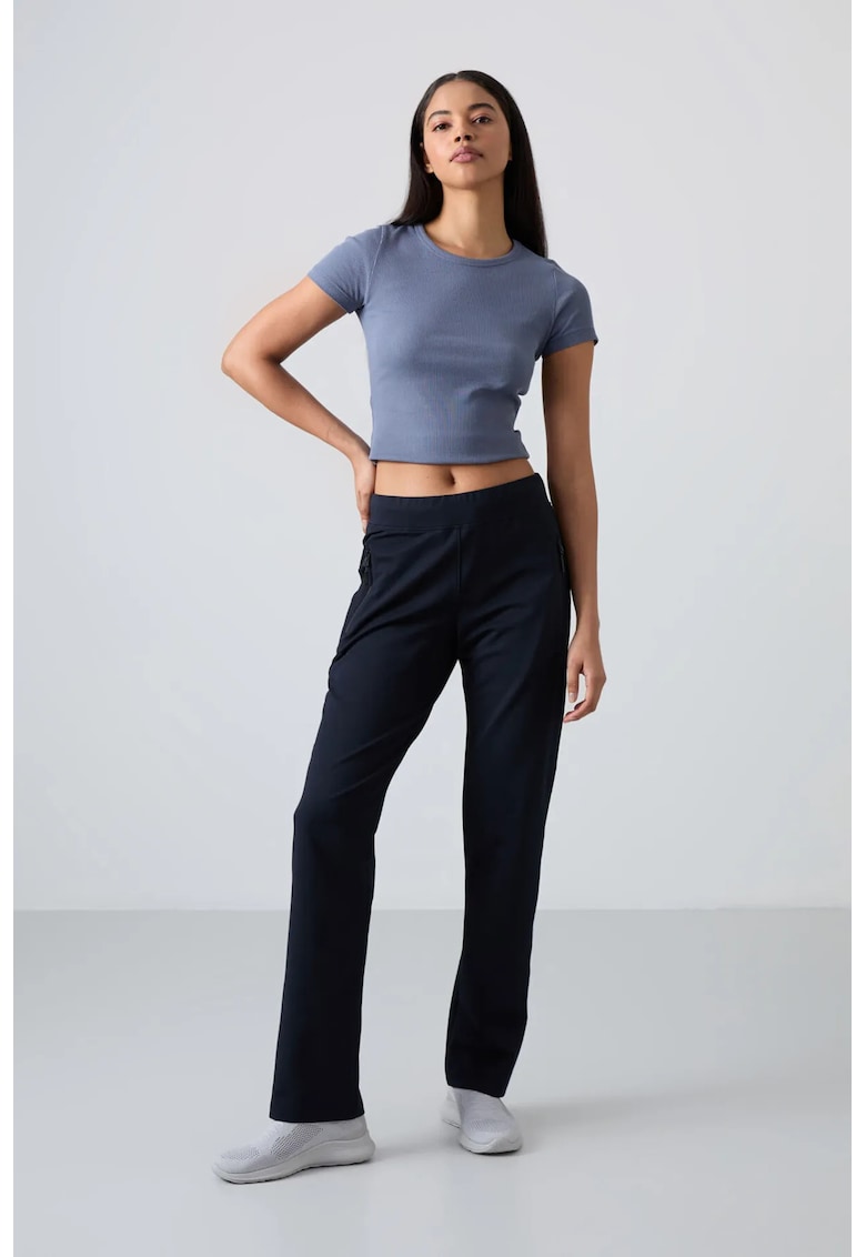 Pantaloni de trening - fleece - negru - 77% bumbac - 17% poliester - 6% elastan