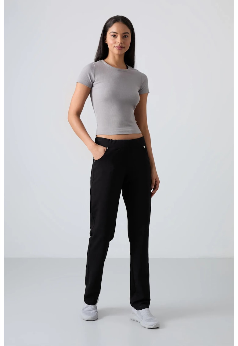 Pantaloni de trening - croiala dreapta - negru - bumbac