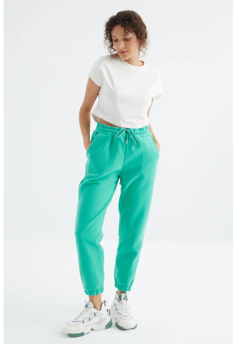 Pantaloni dama - trening - buzunar - verde menta - poliester