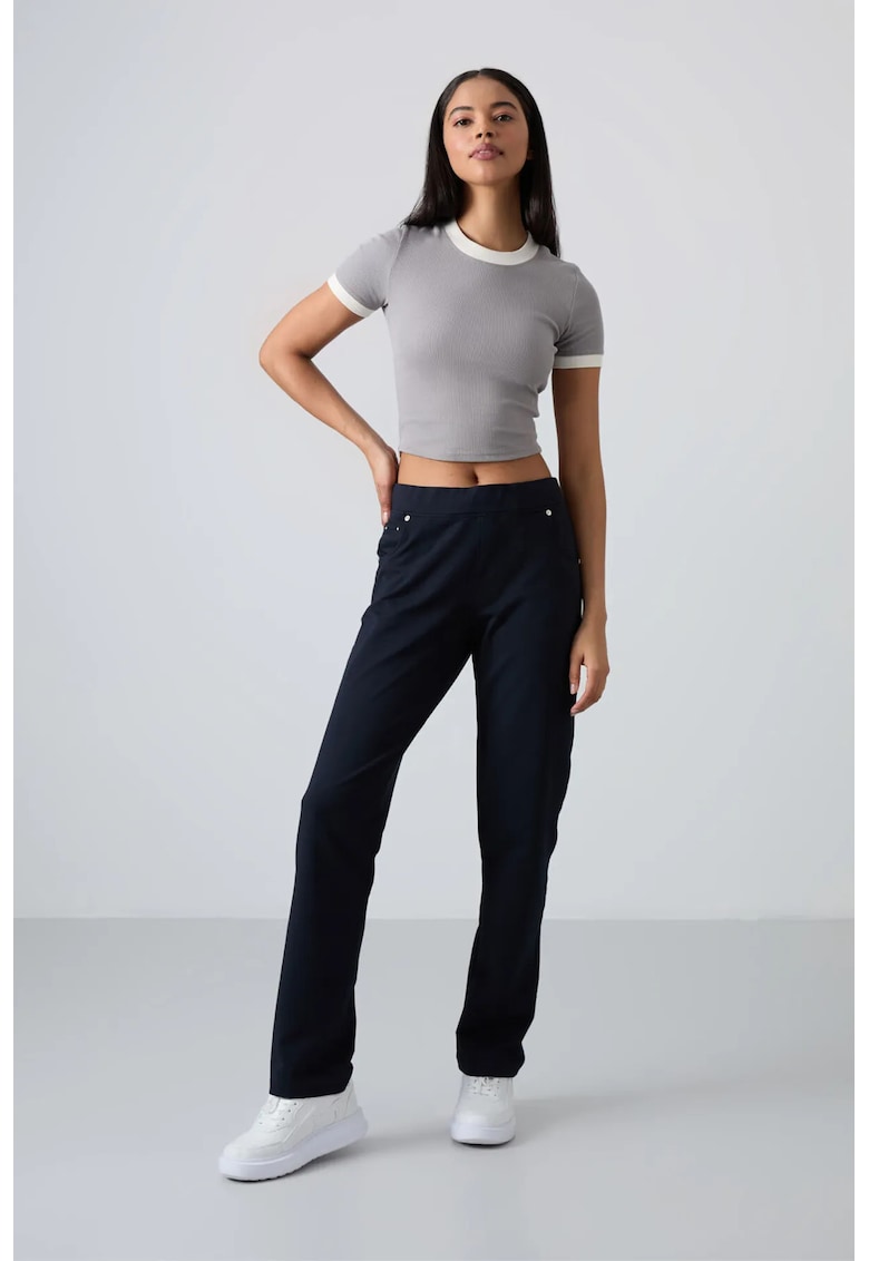 Pantaloni dama - croiala dreapta - negru - bumbac