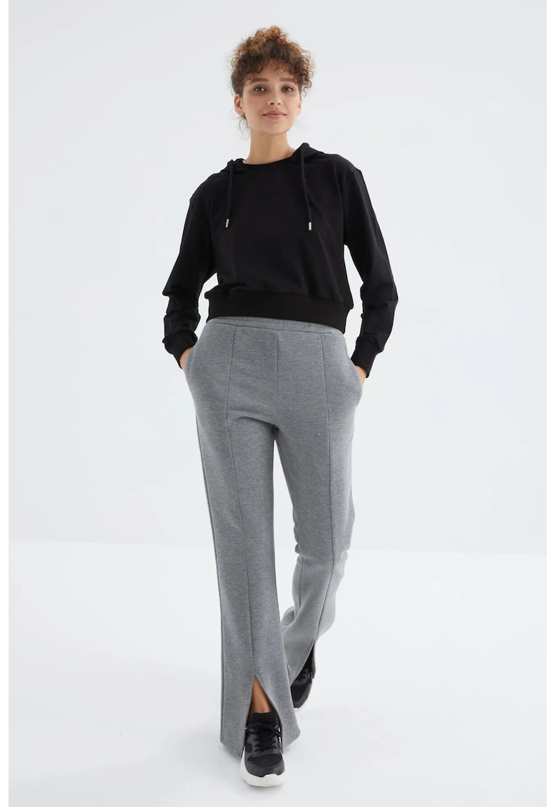 Pantaloni dama - croiala dreapta relaxata - gri - 70% bumbac - 30% poliester