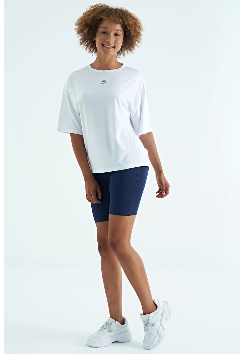 Tricou dama supradimensionat - alb - 95% poliester - 5% elastan