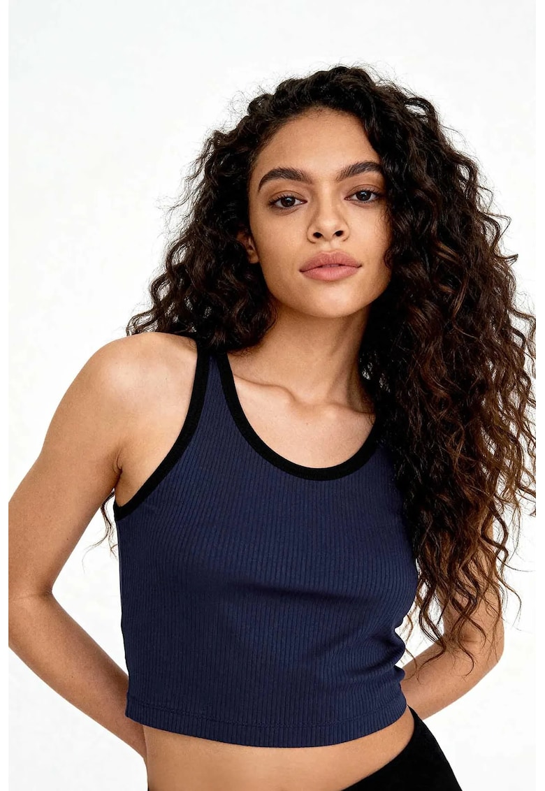 Top - bleumarin - bumbac cu elastandwqfwq - Bleumarin