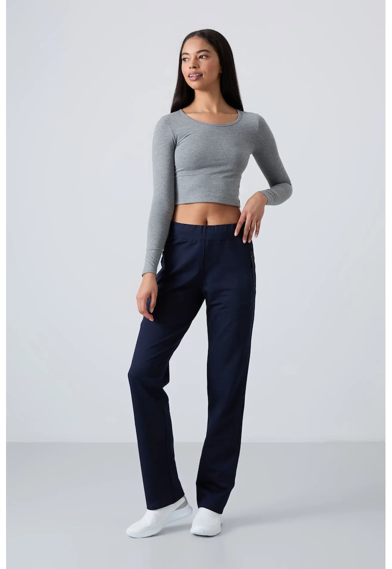 Pantaloni de trening - fleece - bleumarin - 77% bumbac - 17% poliester - 6% elastan