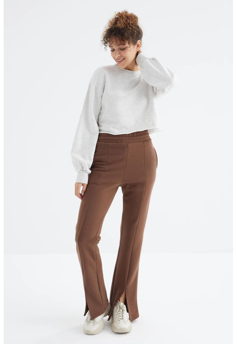 Pantaloni dama - croiala dreapta - buzunar - maro nuc - 70% bumbac - 30% poliester