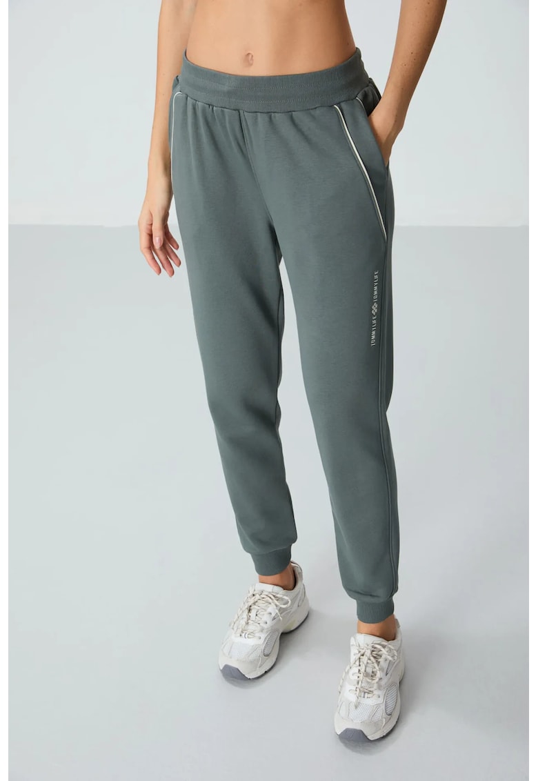 Pantaloni de trening - amestec bumbac-poliester - gri ardezie - buzunare
