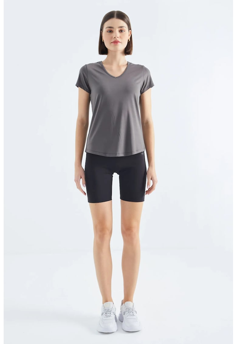 Tricou gri antracit - croiala regulara - maneca scurta - elastic - 95% poliester - 5% elastan