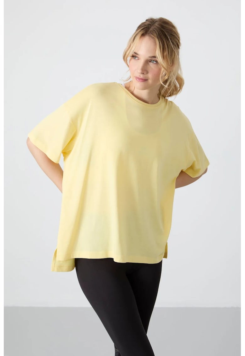 Tricou dama - supradimensionat - galben lamaie - bumbac-modal